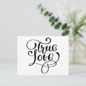 Carte Postale Amour Véritable Typographie Noir & Blanc Mariage N (Debout devant)