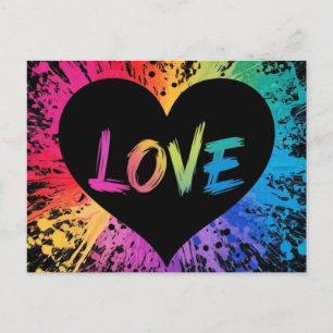 Carte Postale Amour vibrant et coloré motif splatter