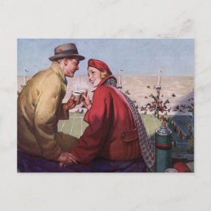 Carte Postale Amour vintage et romance, Couple au jeu de footbal