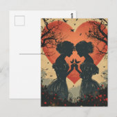 Carte Postale Amour vintage : Silhouettes et Coeurs (Devant / Derrière)