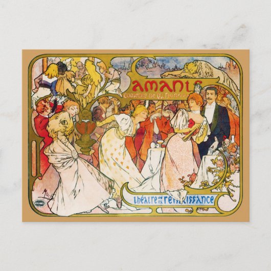 Carte Postale Amoureux, Alphonse Mucha (Devant)
