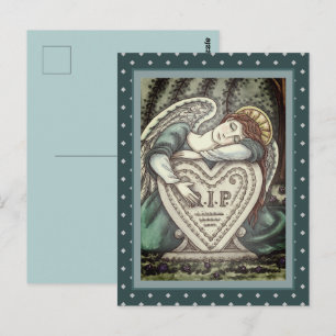 CARTE POSTALE AMOUREUX ANGE GUARDIEN, CÉMETTRE MOURNING ART RIP