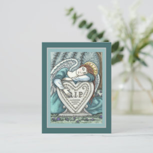 CARTE POSTALE AMOUREUX ANGE GUARDIEN, CÉMETTRE MOURNING ART RIP