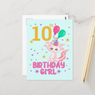 Carte Postale Amoureux d'Axolotl Fille d'anniversaire Salamandre