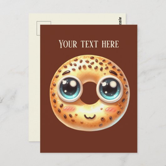 Carte Postale Amoureux de bagel amusant ajouter du texte (Devant / Derrière)