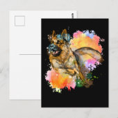 Carte Postale Amoureux de berger allemand coloré (Devant / Derrière)