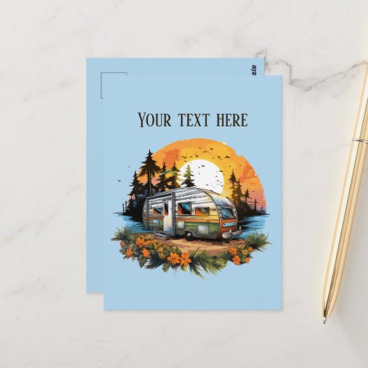 Carte Postale Amoureux de camping mignons ajoutez du texte  (Devant/Arrière en situation)