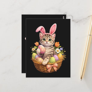 Carte Postale Amoureux de chatons mignons Joyeuses Pâques Chat