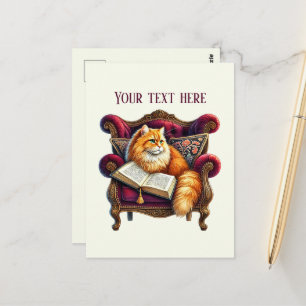 Carte Postale Amoureux de chats lisant mignons