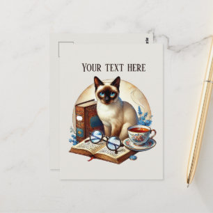 Carte Postale Amoureux de chats lisant mignons