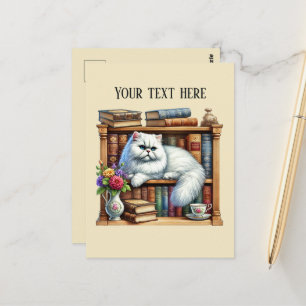 Carte Postale Amoureux de chats lisant mignons