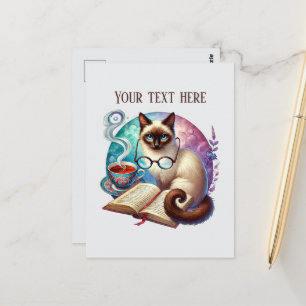 Carte Postale Amoureux de chats lisant mignons