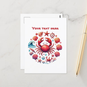 Carte Postale Amoureux de crabes personnalisables de plage migno