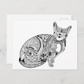 Carte Postale Amoureux de les chats chat noir et blanc (Devant / Derrière)