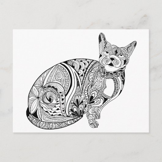 Carte Postale Amoureux de les chats chat noir et blanc (Devant)