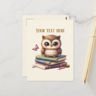 Carte Postale Amoureux de livres de chouette mignons
