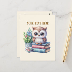Carte Postale Amoureux de livres de chouette mignons