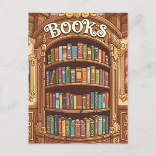 Carte Postale Amoureux de livres Étagère à livres de dessin anim
