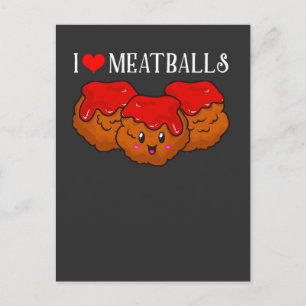 Carte Postale Amoureux de Meatball Kawaii Ventilateur alimentair