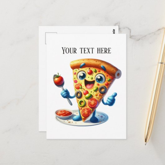 Carte Postale Amoureux de pizza amusante ajouter du texte (Devant/Arrière en situation)