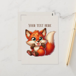 Carte Postale Amoureux de renards mignons en randonnée personnal