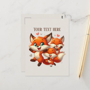 Carte Postale Amoureux de renards mignons randonnée personnalisa