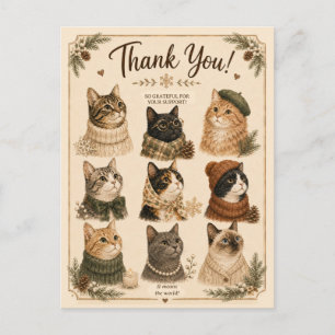 Carte Postale amoureux des chats en hiver animal cadeau cosy côn