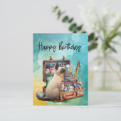 Carte Postale Amoureux des chats qui aiment la pêche pour annive (Debout devant)