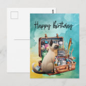 Carte Postale Amoureux des chats qui aiment la pêche pour annive (Devant / Derrière)