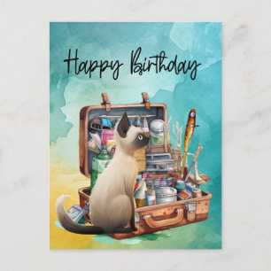 Carte Postale Amoureux des chats qui aiment la pêche pour l'anni