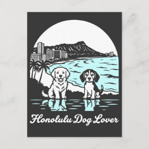 Carte Postale Amoureux des chiens de la ville d'Honolulu Hawaï