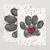 Carte Postale Amoureux des chiens dessin aquarelle éclaboussure (Devant / Derrière)