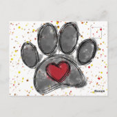 Carte Postale Amoureux des chiens dessin aquarelle éclaboussure (Dos)