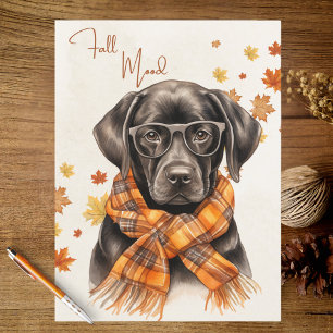 Carte Postale Amoureux des chiens Labrado noir Feuilles d'automn