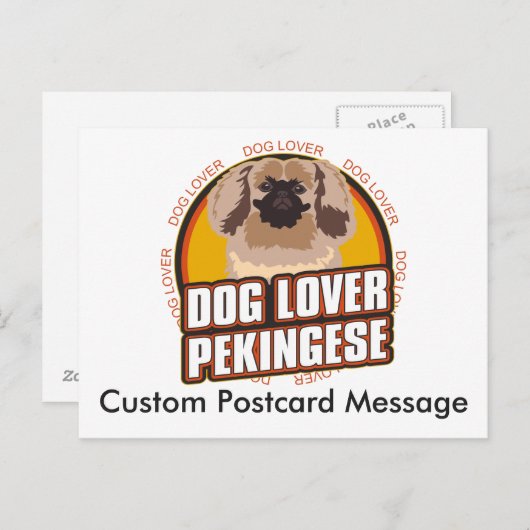 Carte Postale Amoureux des chiens personnalisé Pekingese race de (Devant / Derrière)