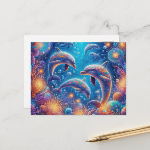Carte Postale amoureux des dauphins de plage amusante