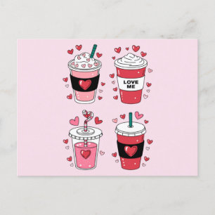 Carte Postale Amoureux du café Latte de la Saint-Valentin