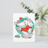 Carte Postale amours doux éléphant à fleur (Debout devant)
