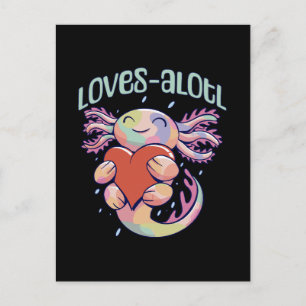 Carte Postale Amours romantiques - axolotl heureux