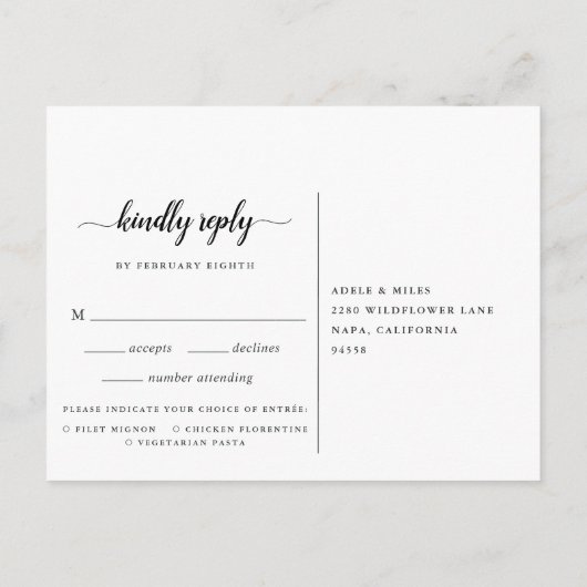 Carte postale Ampersand Monogram RSVP avec choix d (Dos)