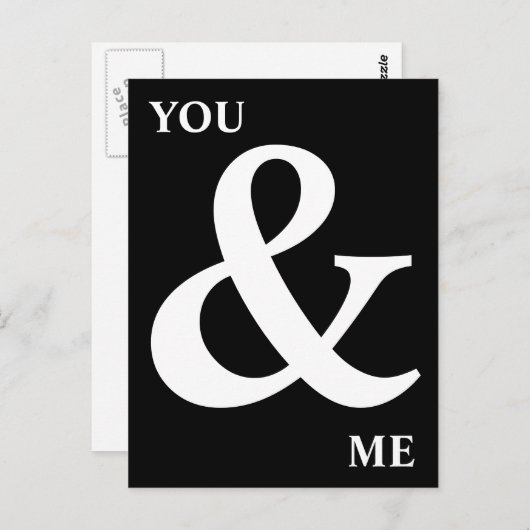 Carte Postale Ampersand noir et blanc vous et moi (Devant / Derrière)