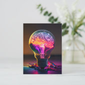 Carte Postale Ampoule électrique colorée du cerveau (Debout devant)