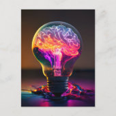 Carte Postale Ampoule électrique colorée du cerveau (Devant)