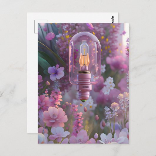 Carte Postale Ampoule en fleurs, Croisement (Devant / Derrière)