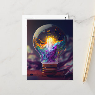 Carte Postale Ampoule lumineuse arc-en-ciel