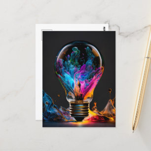 Carte Postale Ampoule lumineuse des vagues colorées