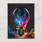 Carte Postale Ampoule lumineuse des vagues colorées (Devant)