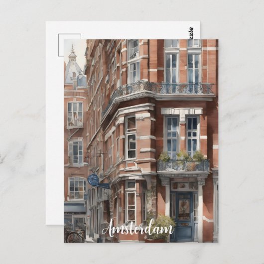 Carte Postale Amsterdam aquarelle (Devant / Derrière)