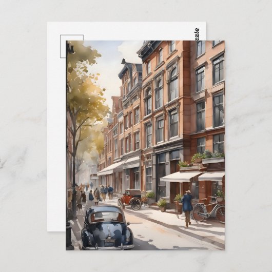 Carte Postale Amsterdam aquarelle (Devant / Derrière)