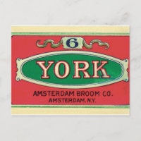 Amsterdam Broom Company New York NY Étiquette Vint